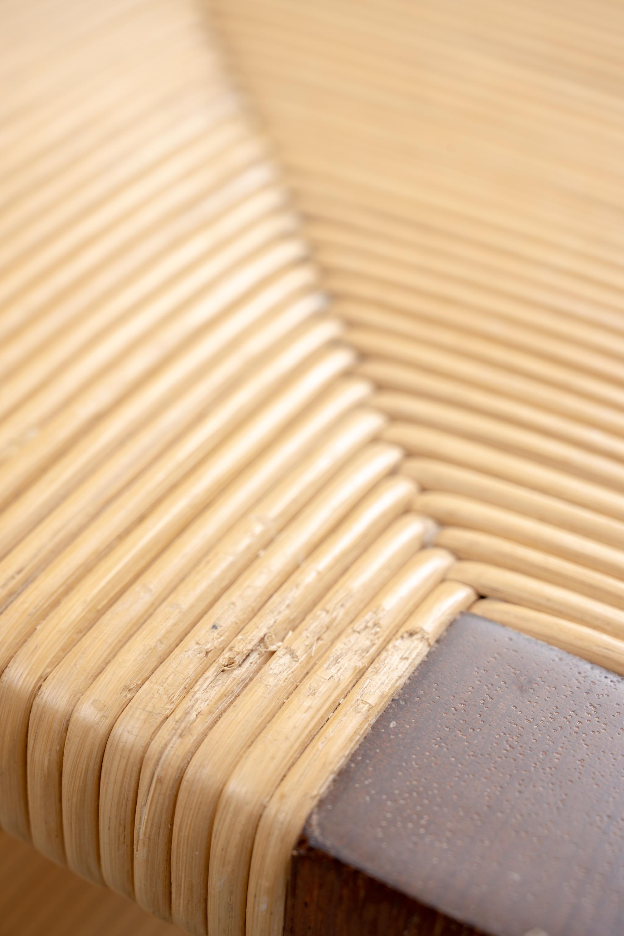 “Merbau” Mahogany and Cane End Tables, A Pair by John Hutton for Donghia For Sale 4