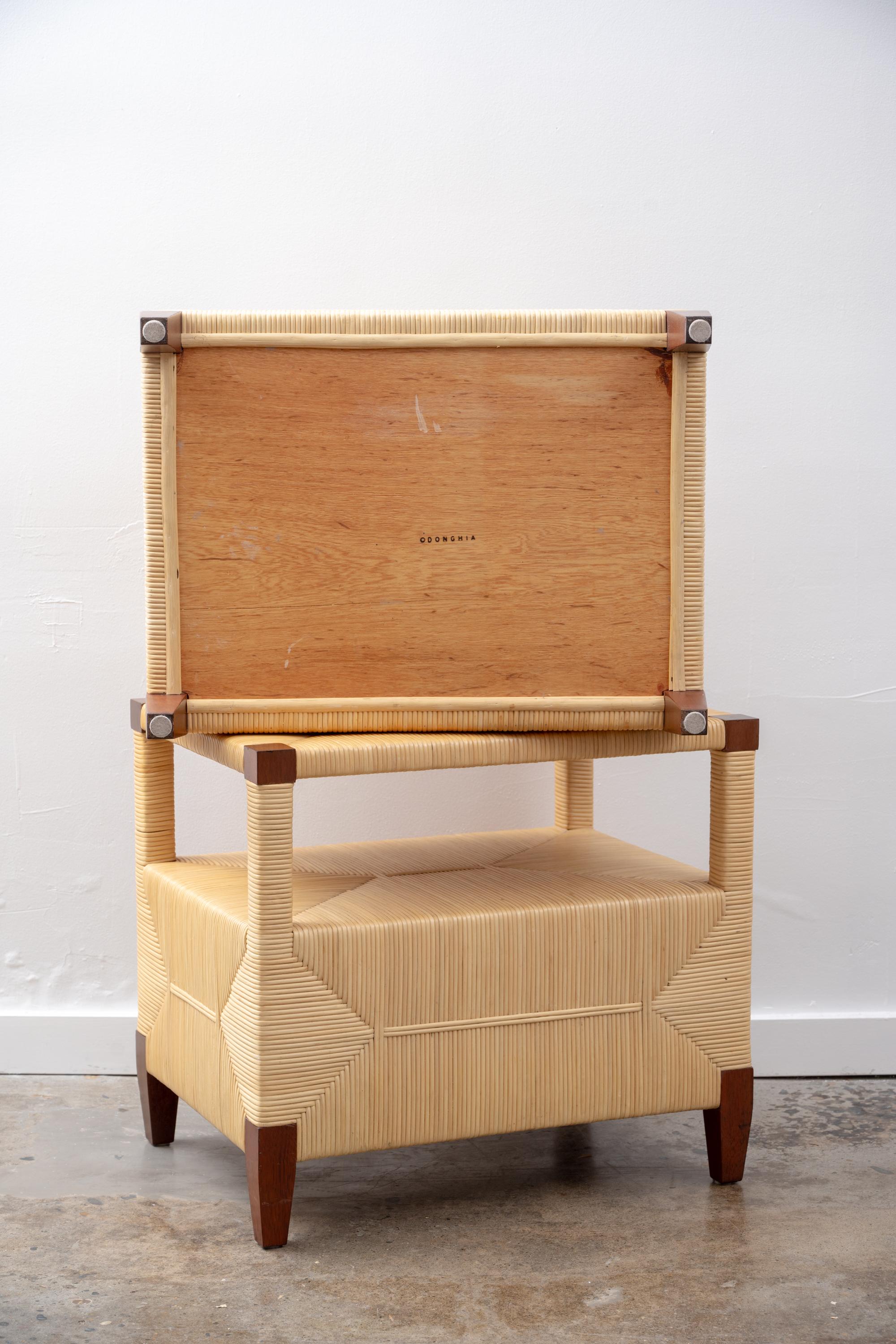 “Merbau” Mahogany and Cane End Tables, A Pair by John Hutton for Donghia For Sale 5