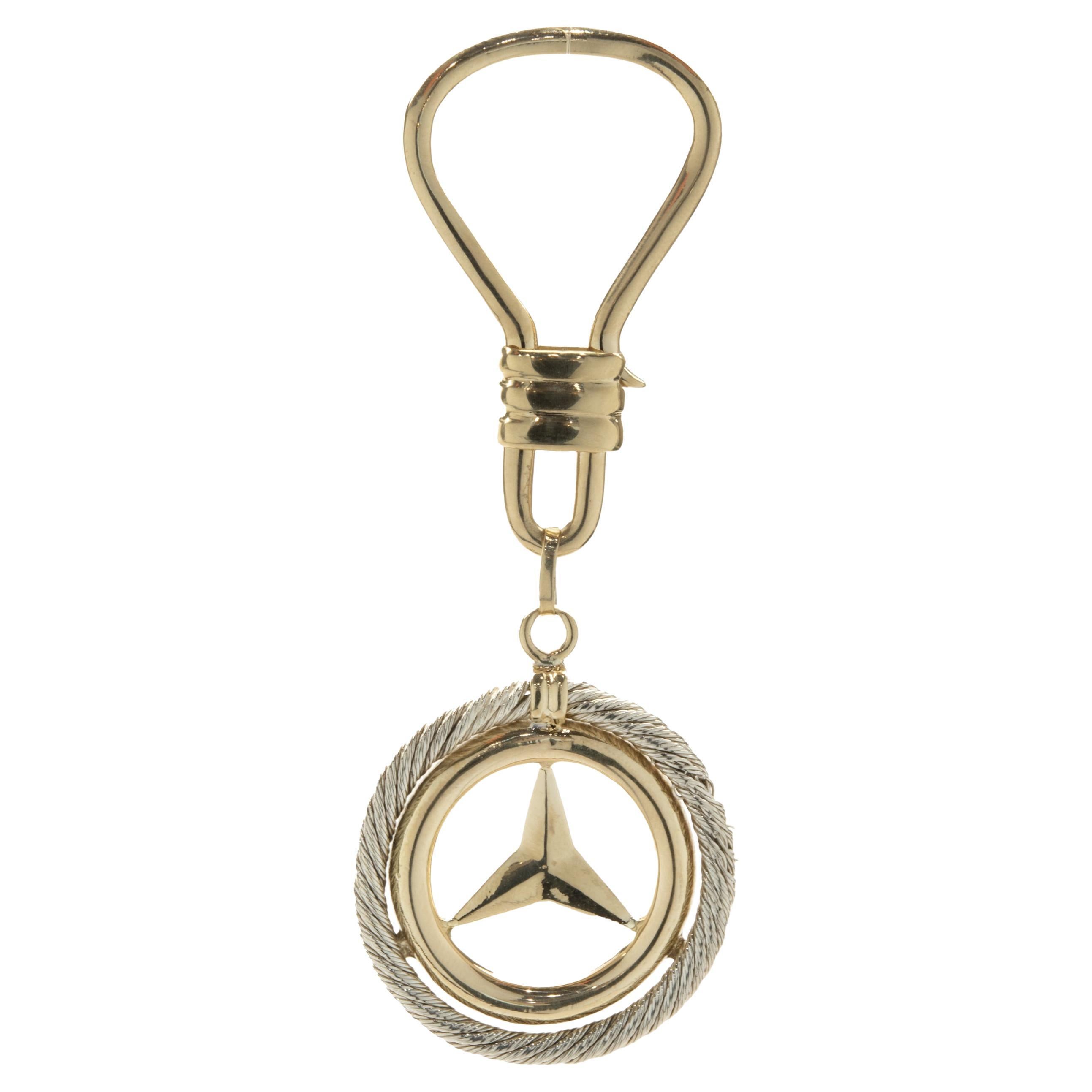 Mercedes 18 Karat Yellow and White Gold Key Ring For Sale