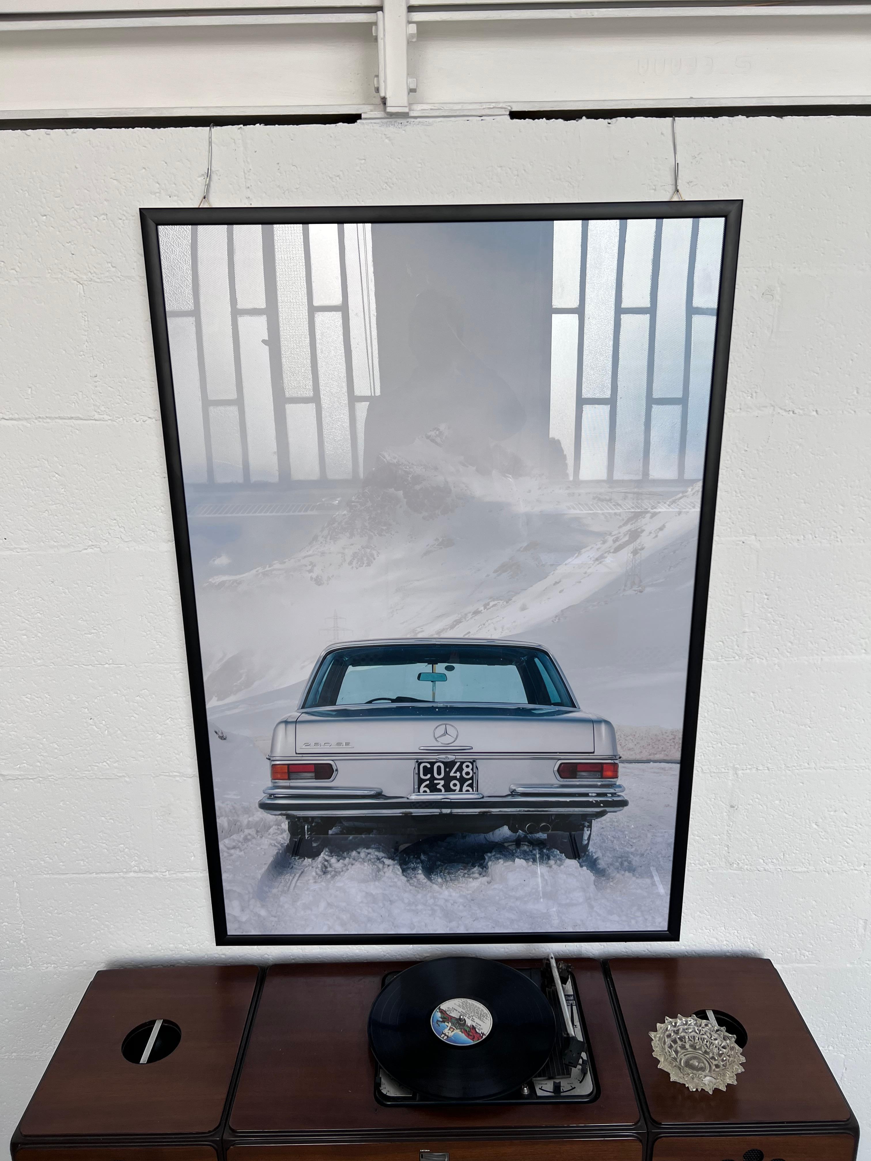 Mercedes 280SE on the Alps, Art Print by Spinzi, Italian Dolcevita For Sale 1