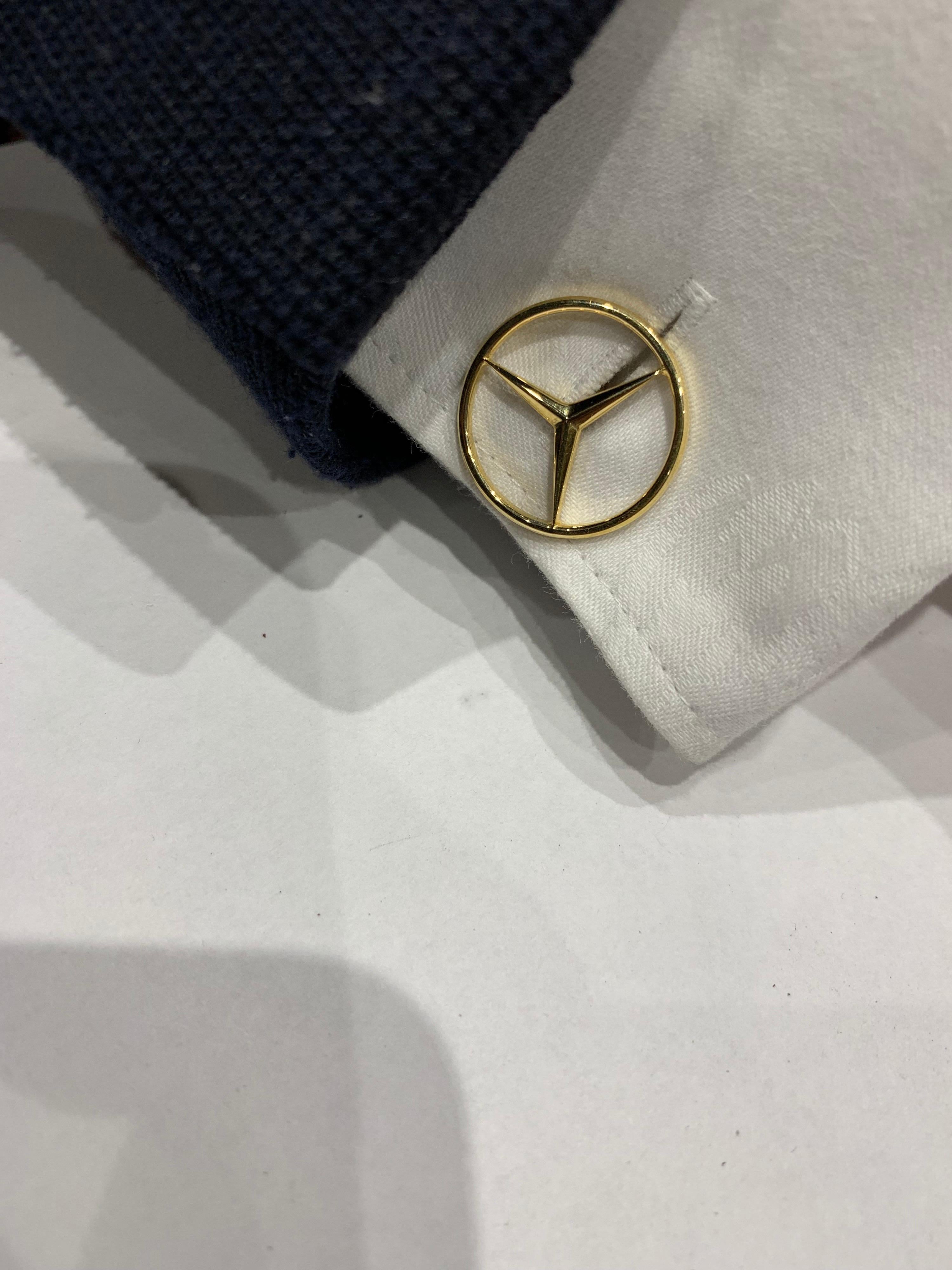 Men's Yellow Gold Mercedes Benz Emblem Cufflinks