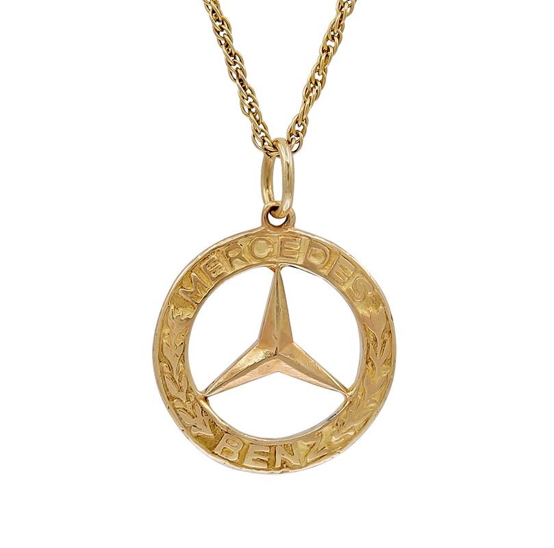 Mercedes Benz Gold Charm Pendant In Good Condition For Sale In New York, NY