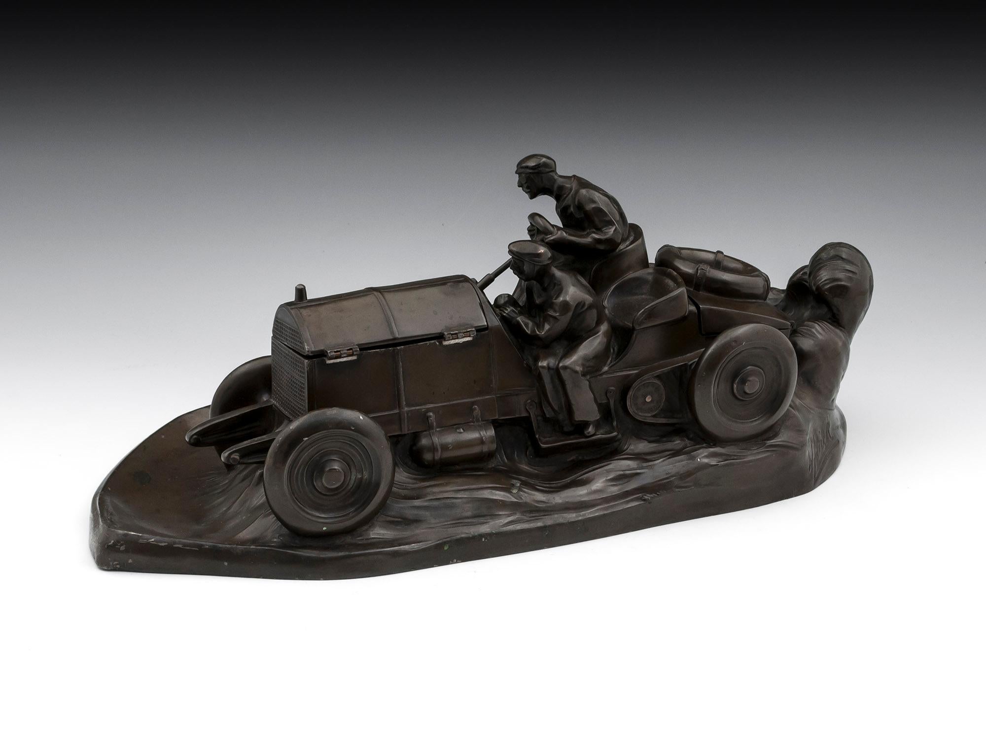 Art Deco Mercedes Benz Racing Car Inkwell by Kayser of Germany