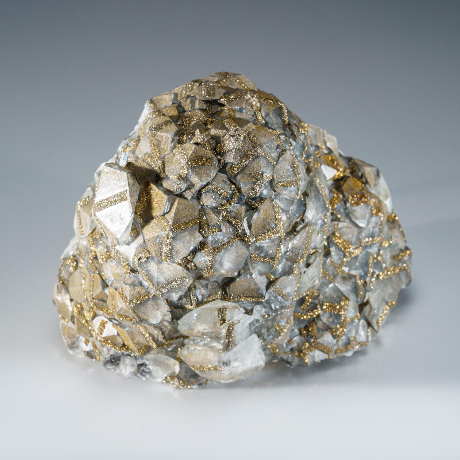Chinese Mercedes Calcite with Pyrite Crystal Cluster from China For Sale