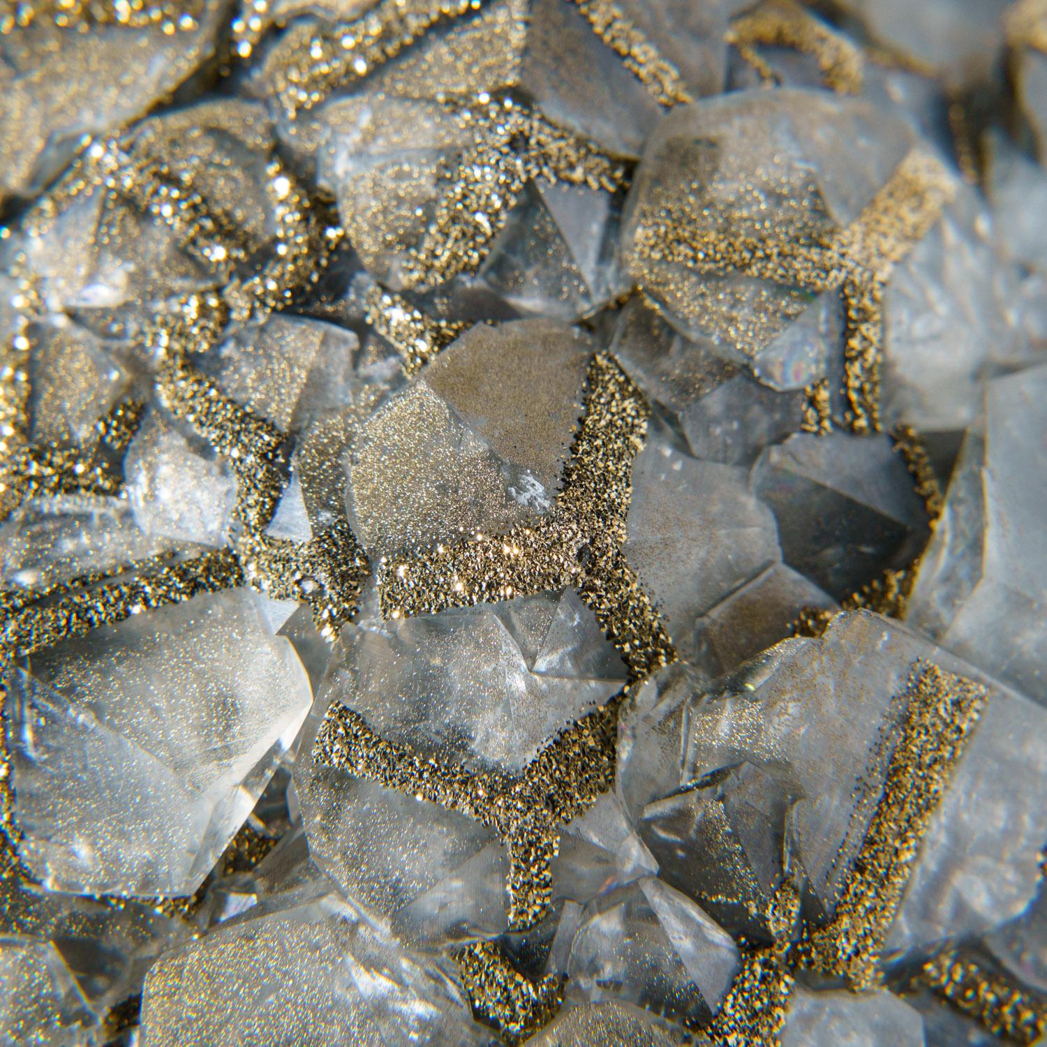 Mercedes Calcite with Pyrite Crystal Cluster from China In New Condition For Sale In New York, NY