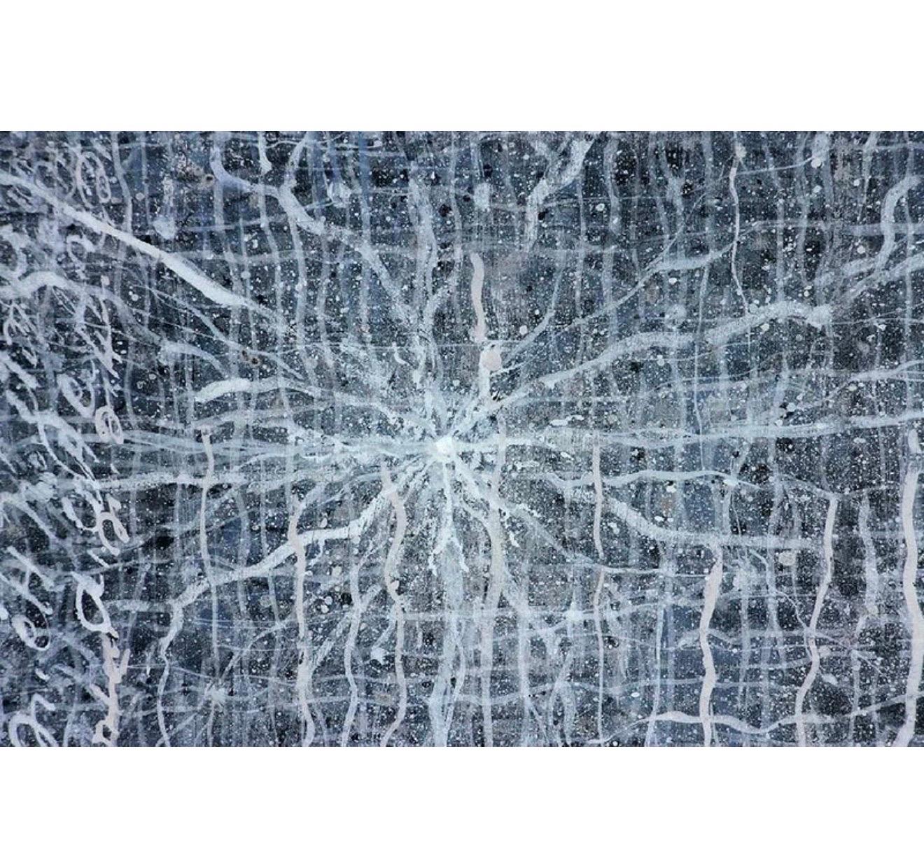Grand tableau abstrait d'Amérique latine Mercedez Elena Gonzalez (Venezuela) - Gris Abstract Painting par Mercedes Elena Gonzalez