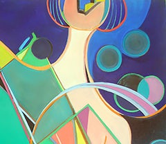 Blue Dancers Series V by Mercedes Lasarte Oil on Canvas