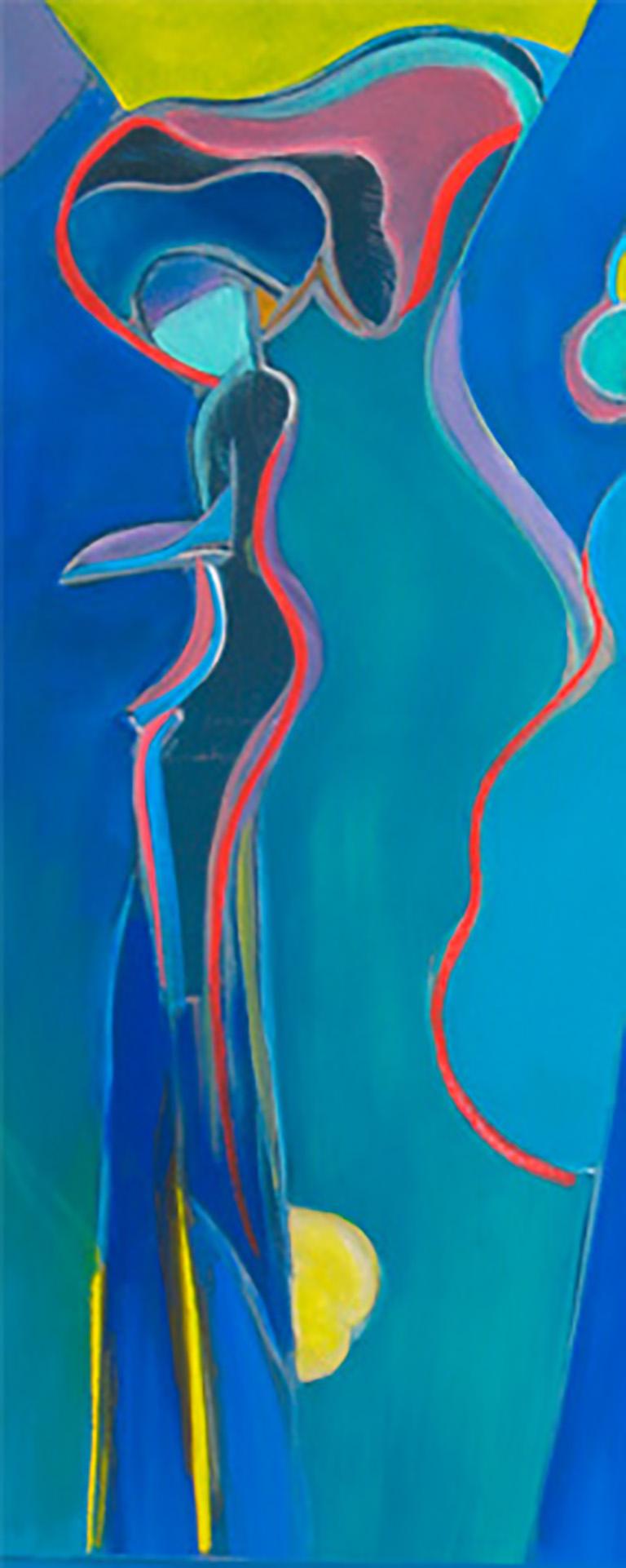 Blue Dancers Series XI by Mercedes Lasarte Oil on Canvas For Sale 1