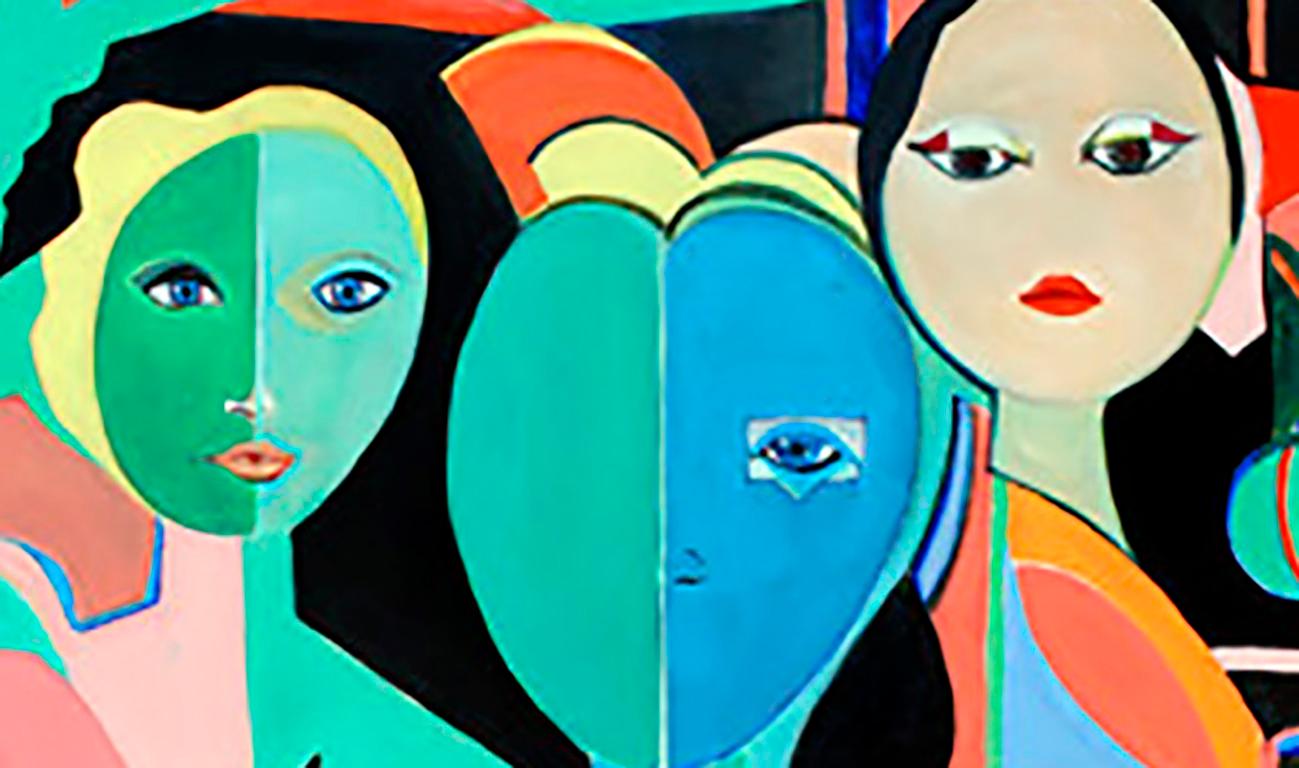 Summer Faces II by Mercedes Lasarte Oil on Canvas For Sale 1