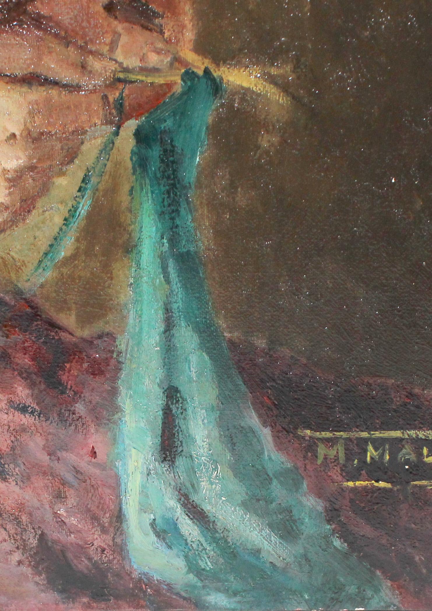 Óleo sobre tela - La joven tejedora in vendita 3