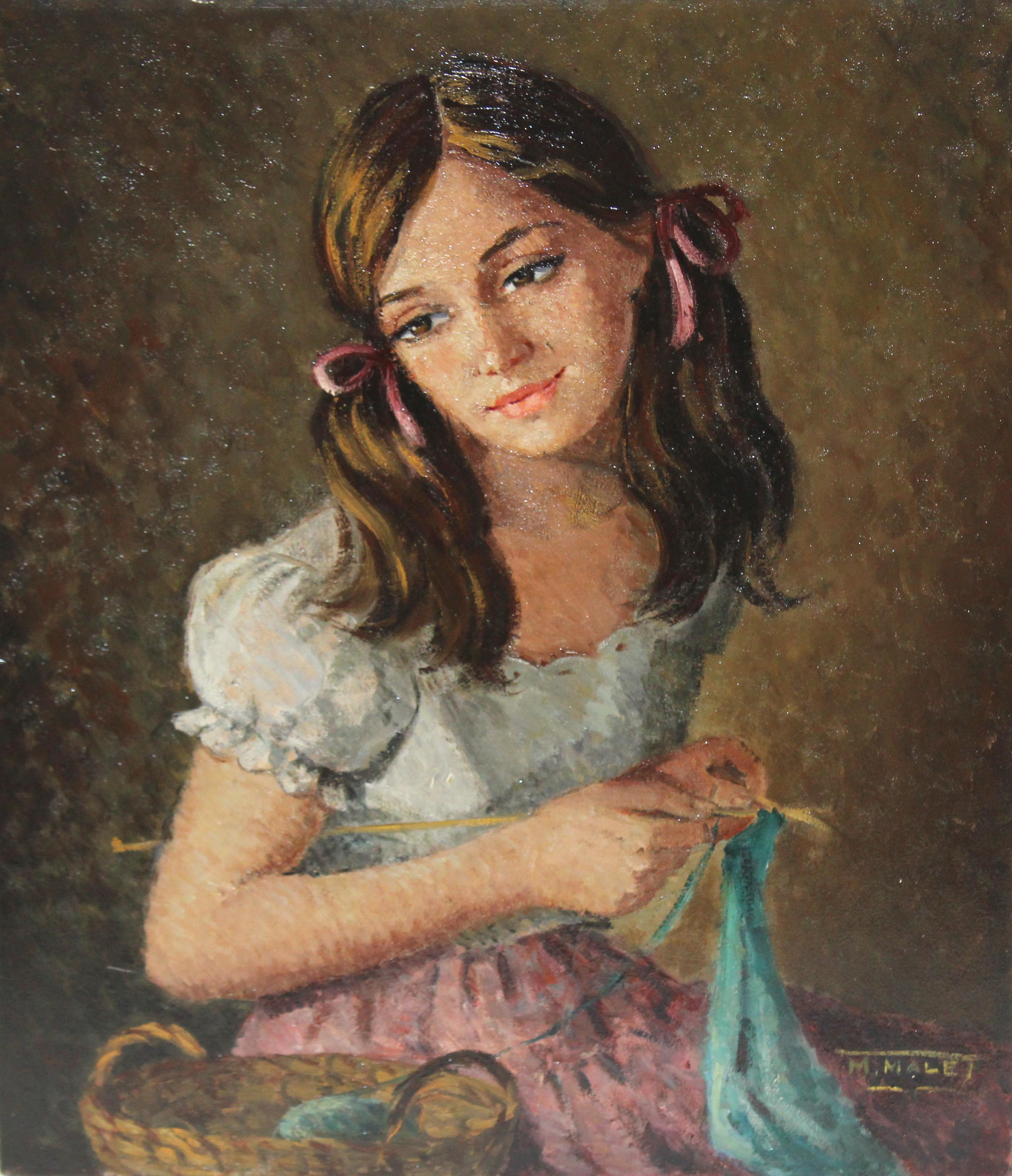 Óleo sobre tela - La joven tejedora