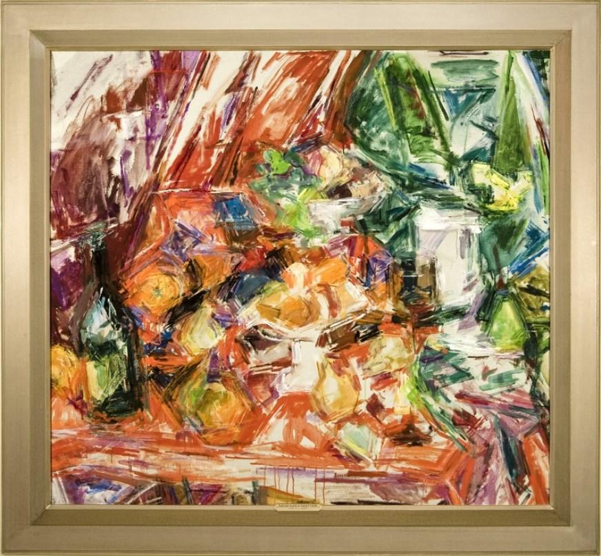 Mercedes Matter Abstract Painting - "Still Life in Orange and Green"