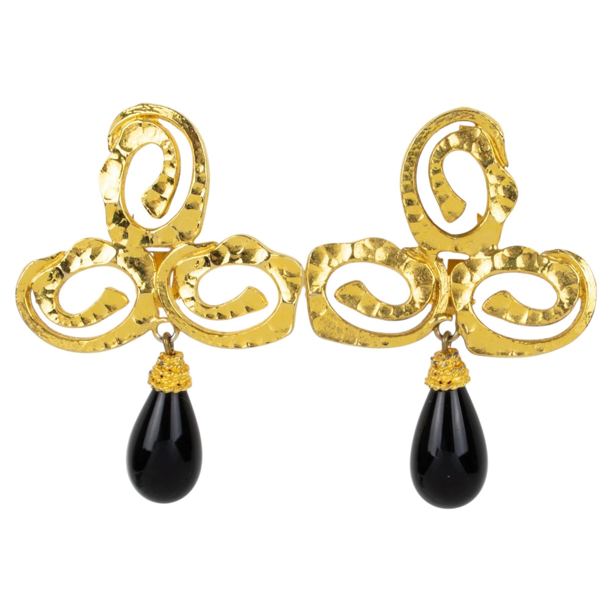 Mercedes Robirosa Boucles d'oreilles baroques avec gouttes en verre coulé en vente