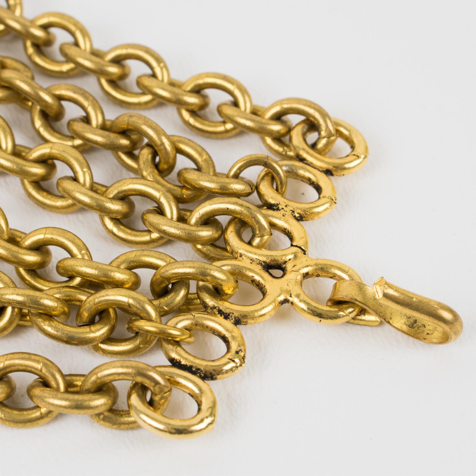 Mercedes Robirosa Gilt Metal Medallion and Chain Link Bracelet For Sale 1