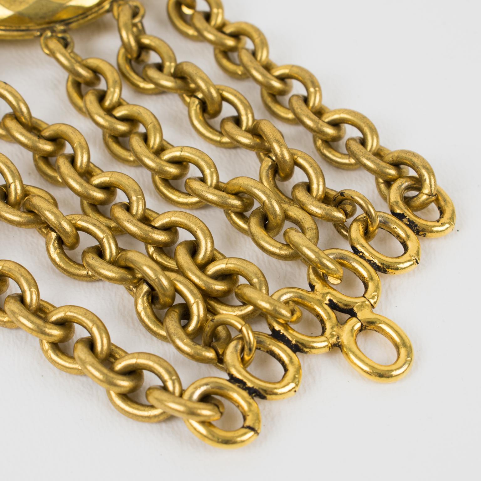 Mercedes Robirosa Gilt Metal Medallion and Chain Link Bracelet For Sale 2