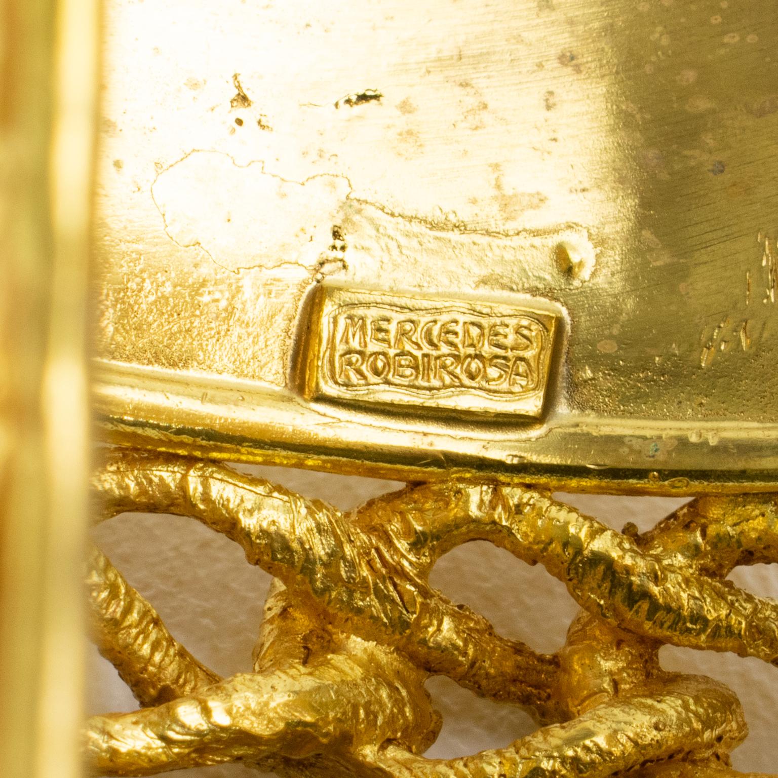 Mercedes Robirosa Gilded Cuff Bracelet with Carving For Sale 2