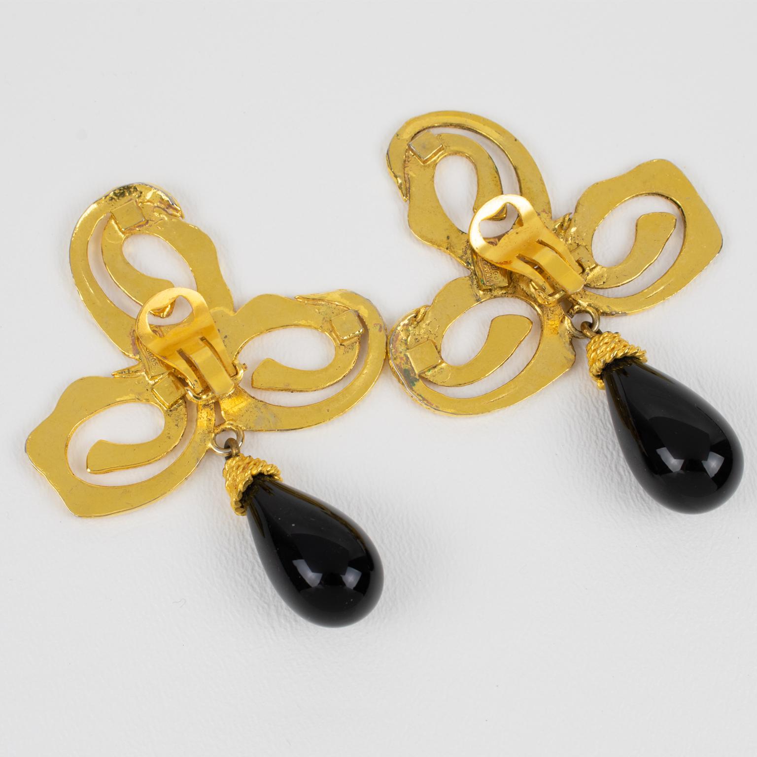 Mercedes Robirosa Dangle Earrings with Poured Glass Drop In Good Condition For Sale In Atlanta, GA