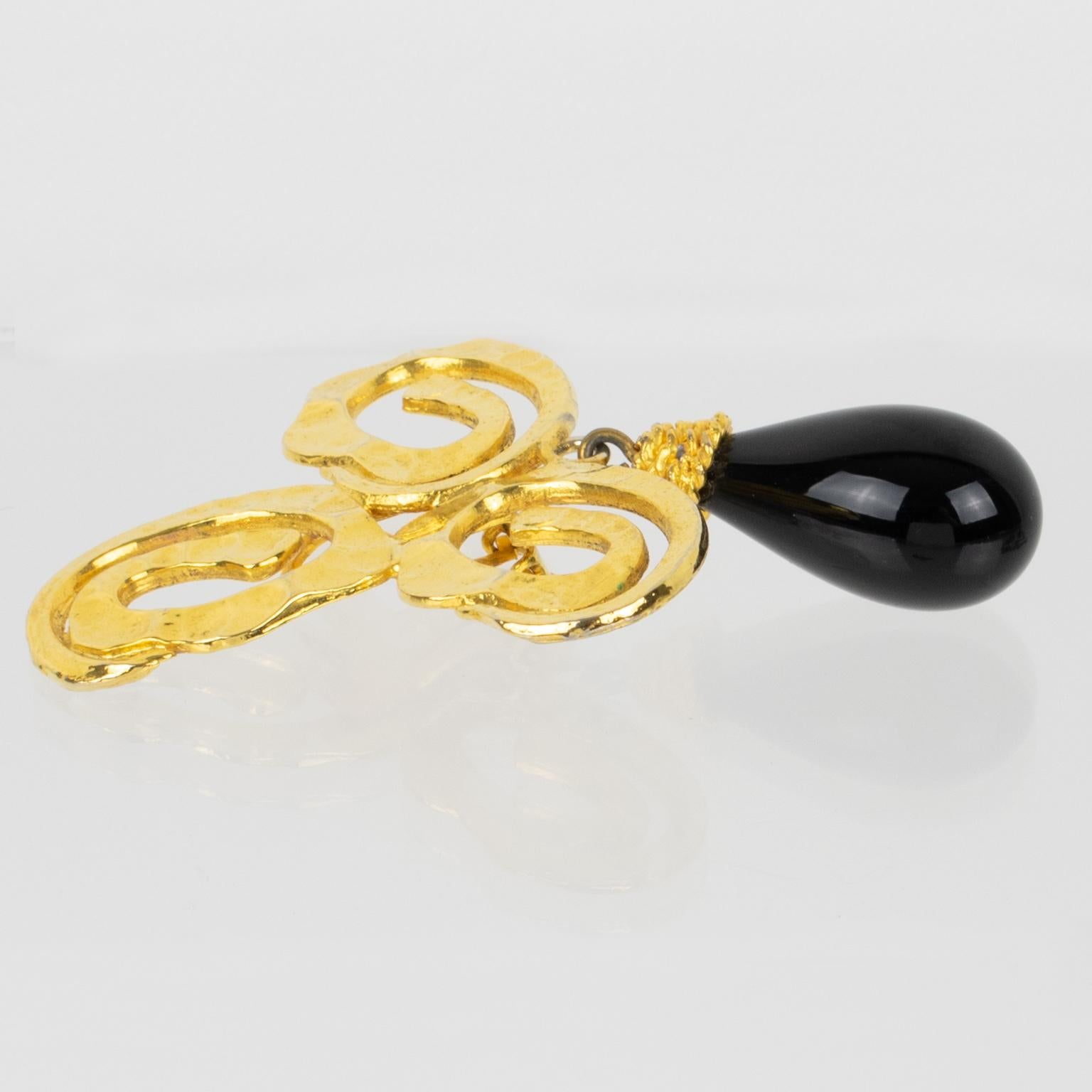 Mercedes Robirosa Dangle Earrings with Poured Glass Drop For Sale 1