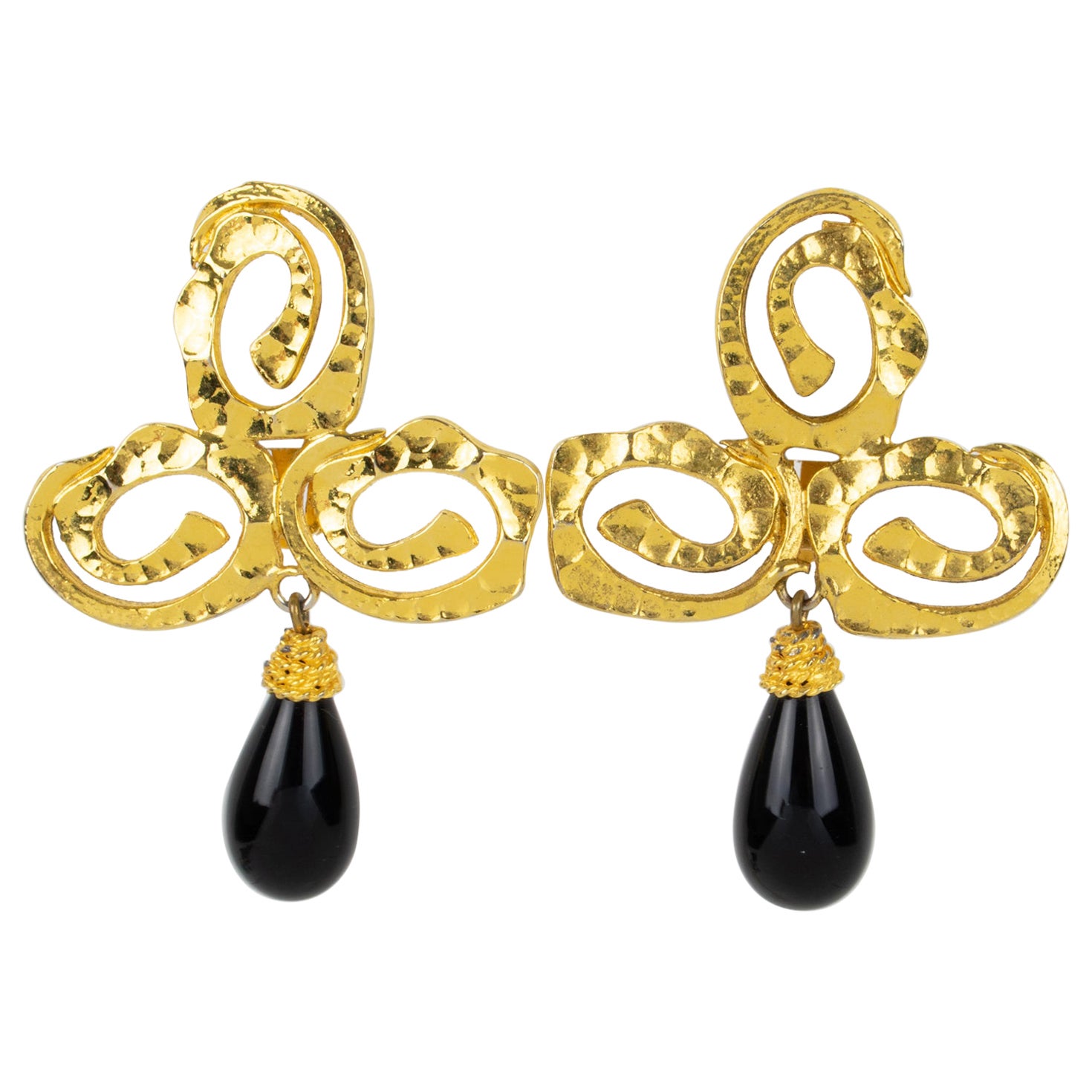 Mercedes Robirosa Dangle Earrings with Poured Glass Drop For Sale