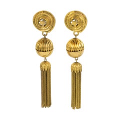 Mercedes Robirosa Oversized Gilt Metal Dangle Clip Earrings