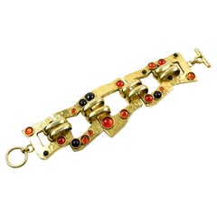 Mercedes Robirosa Pulsera de eslabones dorados con joyas