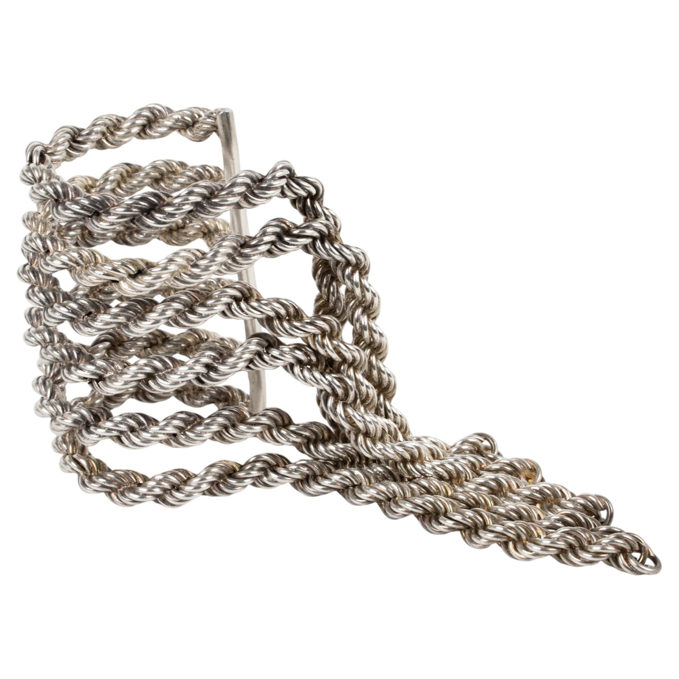 Mercedes Robirosa Paris Massive Silver-plate Chain Cuff Bracelet For Sale