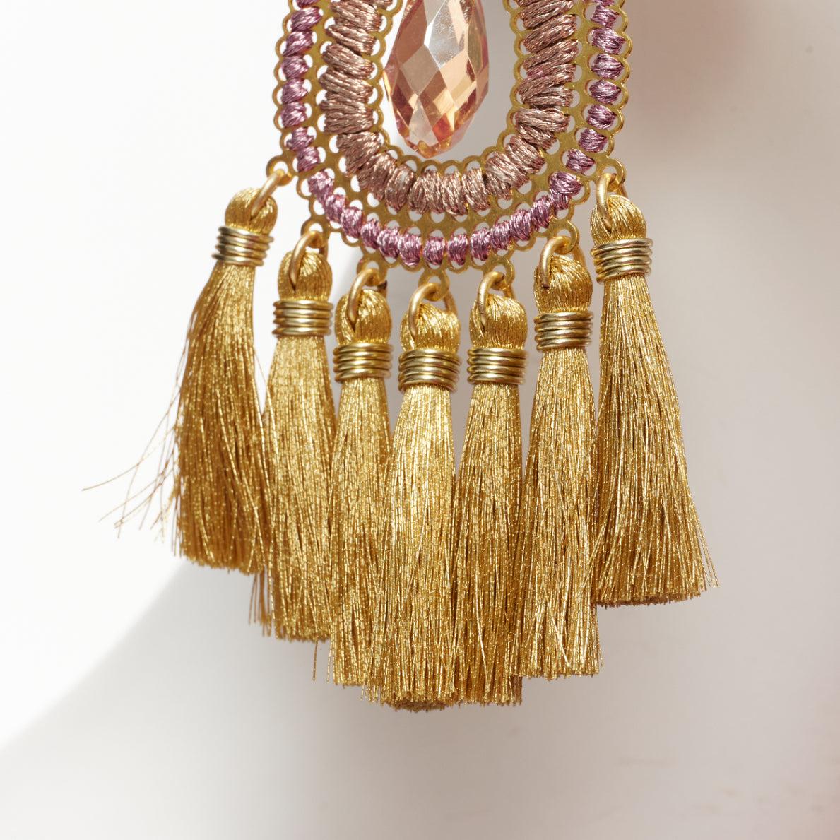 MERCEDES SALAZAR Orecchini a clip con applicazioni metalliche rosa e marrone Paio in vendita 1