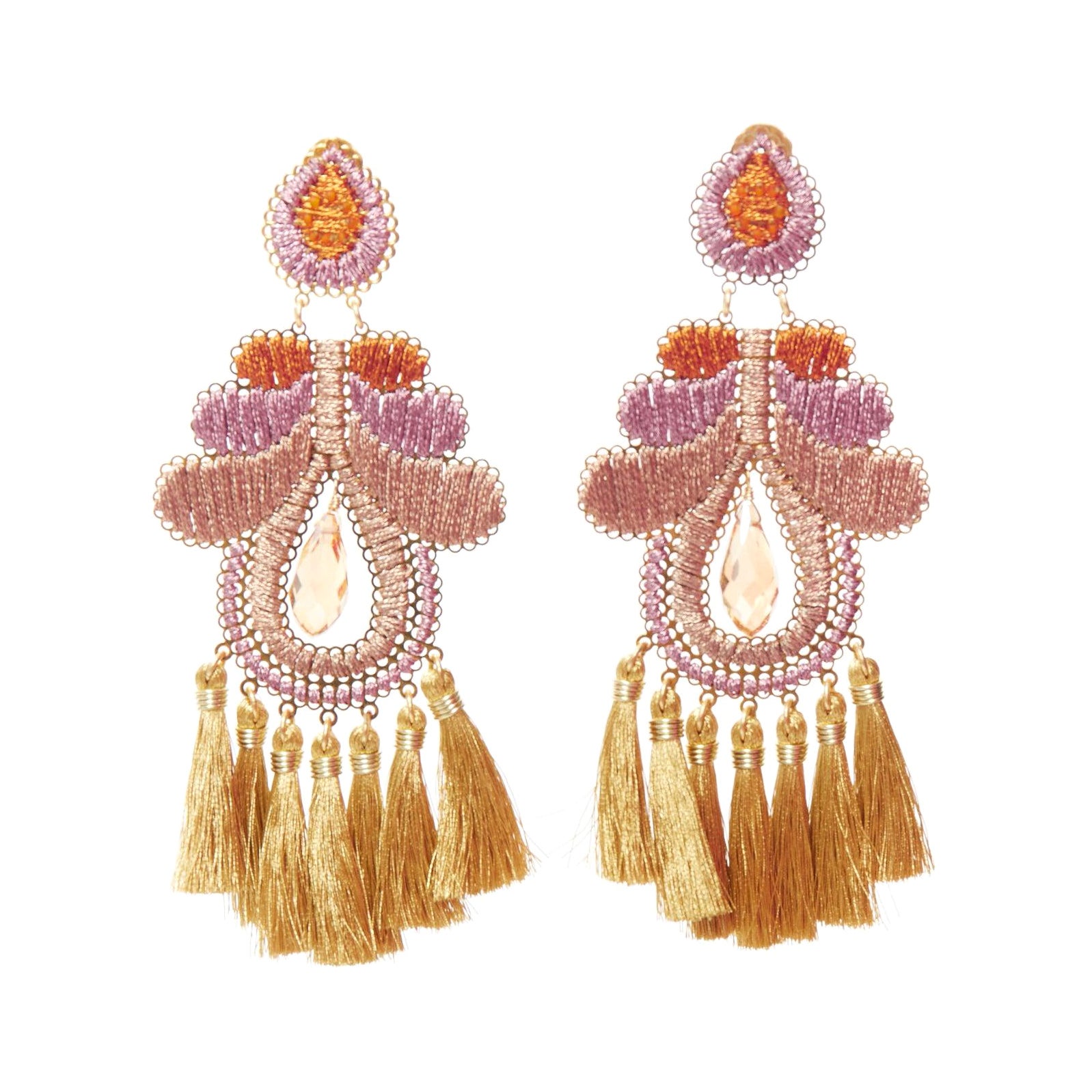 MERCEDES SALAZAR rosa braun metallische Applique Clip auf Ohrringe Paar im Angebot