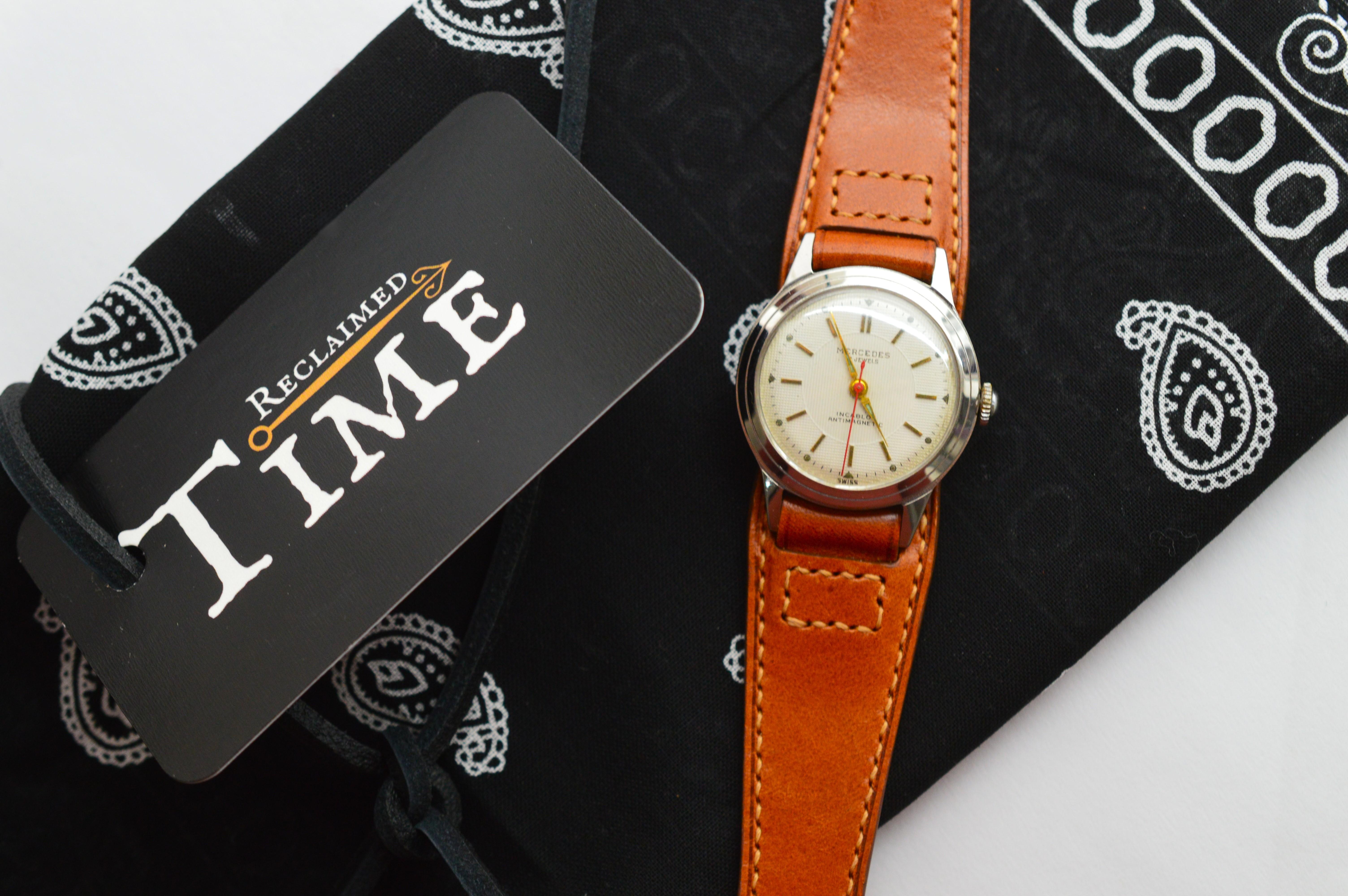 Mercedes Edelstahl Post WWII Vintage-Armbanduhr im Angebot 4