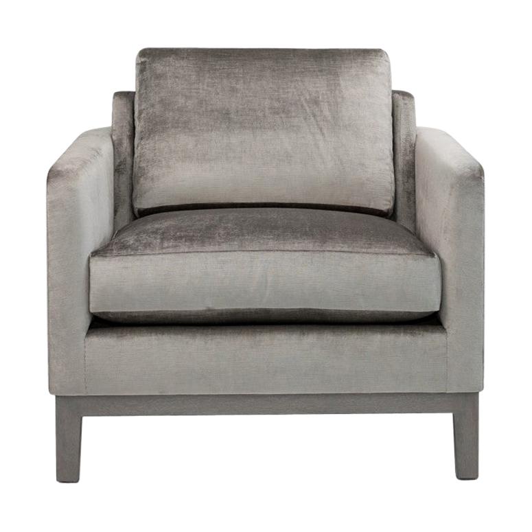 Mod Overstuffed Green Leather Lounge Chair at 1stDibs