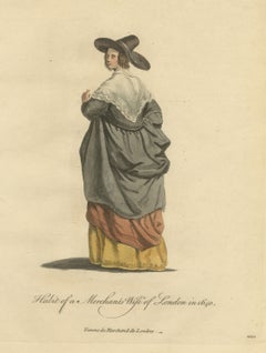 Merchant's Wife of London in 1640, Back View, Jefferys Costume Print, 1757