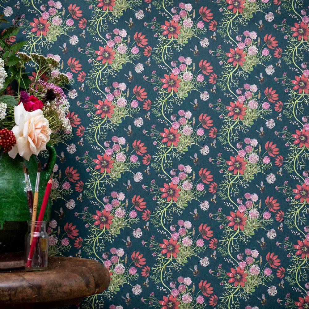 Collection: Carolina Posies
Product Code: 30B
Color: Deep Blue
Roll dimensions: 70cm x 10m (27.6in x 10.9yards)
Area: 7sq.m (8.4 sq.yards)
Pattern repeat: 15.2cm (6in) Half Drop
Wallpaper: Non-woven 147gsm Uncoated
Fire rating: Fire certified for