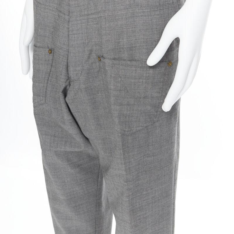 Gray MERCIBEAUCOUP grey wool reversed back to front dropped crotch trousers JP3 L For Sale
