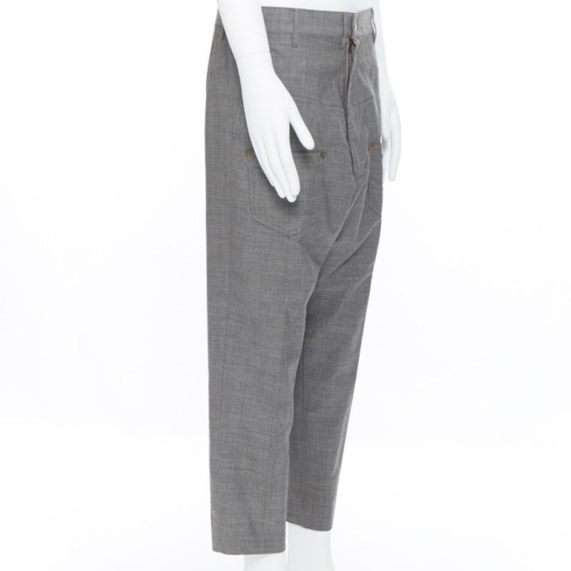 MERCIBEAUCOUP grey wool reversed back to front dropped crotch trousers JP3 L In Good Condition For Sale In Hong Kong, NT