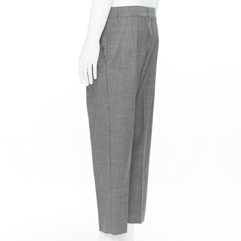 MERCIBEAUCOUP grey wool reversed back to front dropped crotch trousers ...