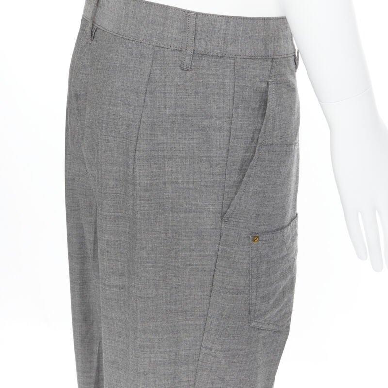 MERCIBEAUCOUP grey wool reversed back to front dropped crotch trousers JP3 L For Sale 4