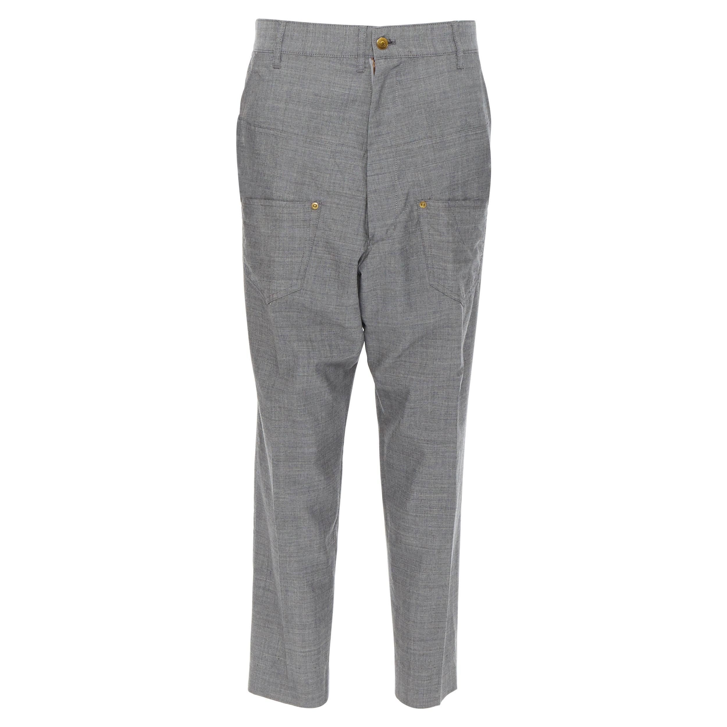 MERCIBEAUCOUP grey wool reversed back to front dropped crotch trousers JP3  L For Sale at 1stDibs