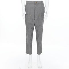 MERCIBEAUCOUP pantalon en laine grise à revers de l'arrière vers l'avant et à entrejambe ouvert JP3 L.