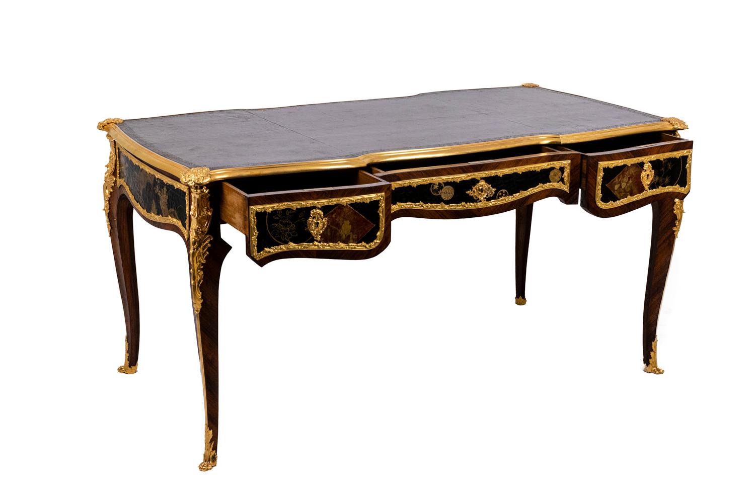 French Mercier Frères Décoration, Flat Desk of Louis XV Style, circa 1900