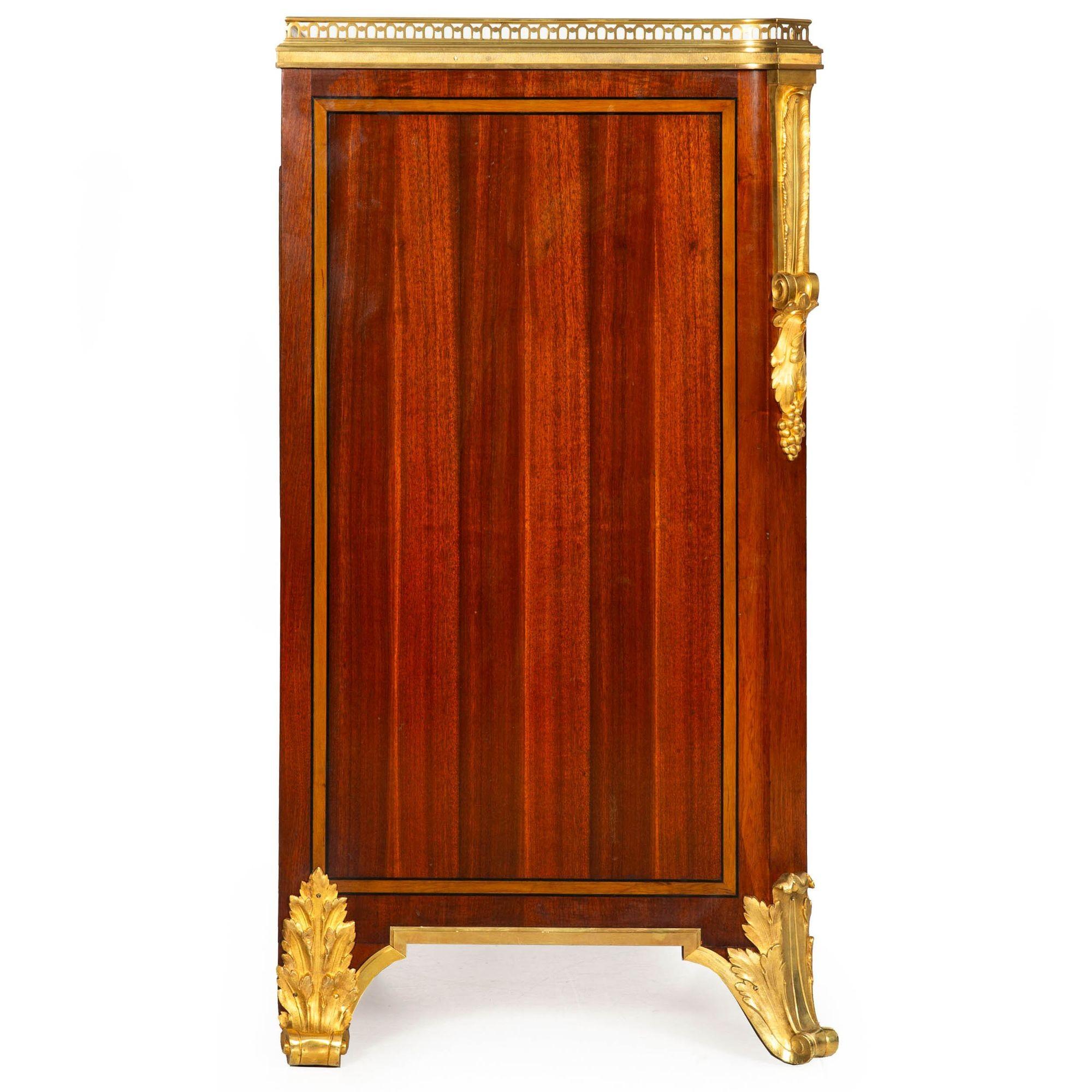 Louis XVI Mercier Frères French Bronze Mahogany Bedside Cabinet Chest For Sale
