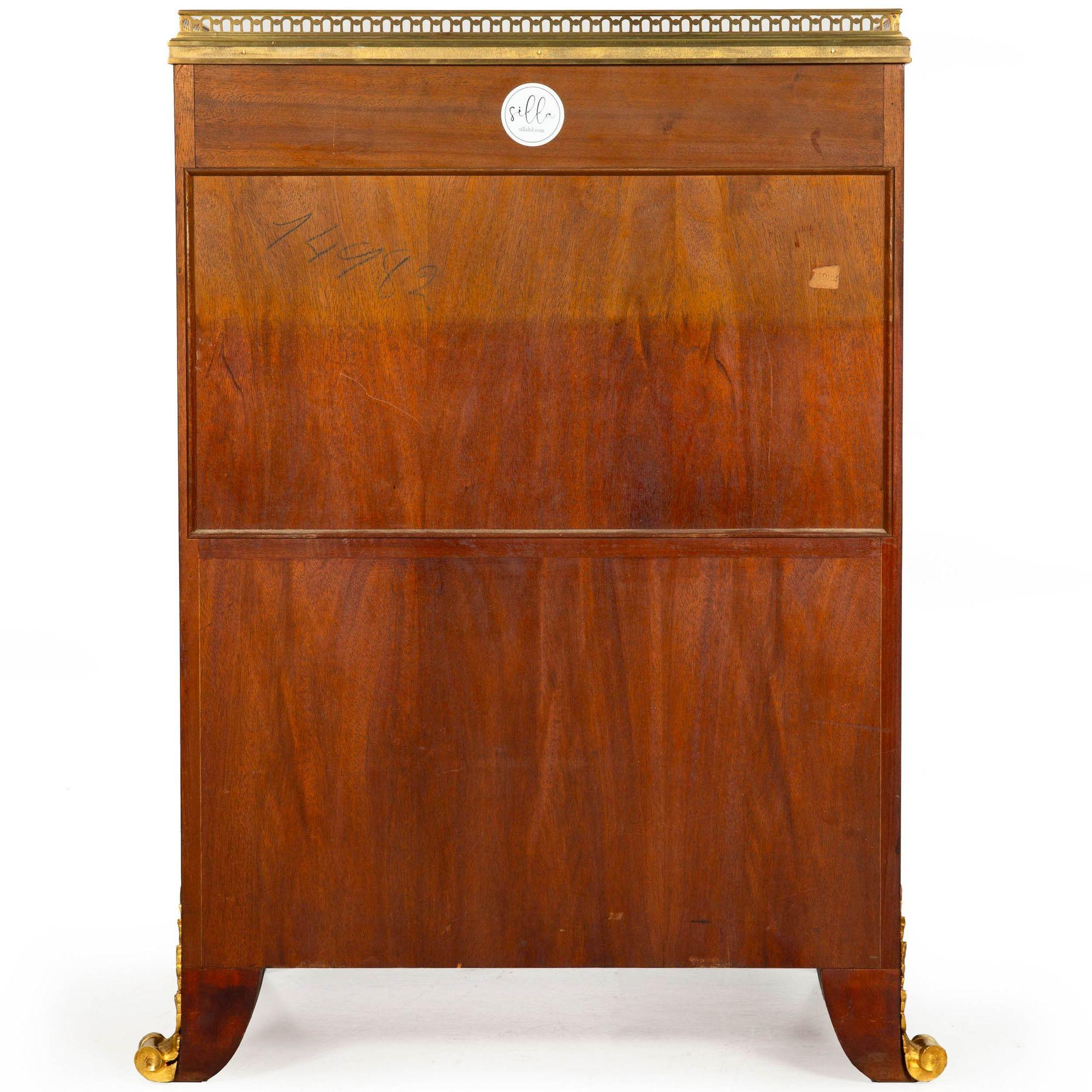 Mercier Frères French Bronze Mahogany Bedside Cabinet Chest In Good Condition For Sale In Shippensburg, PA