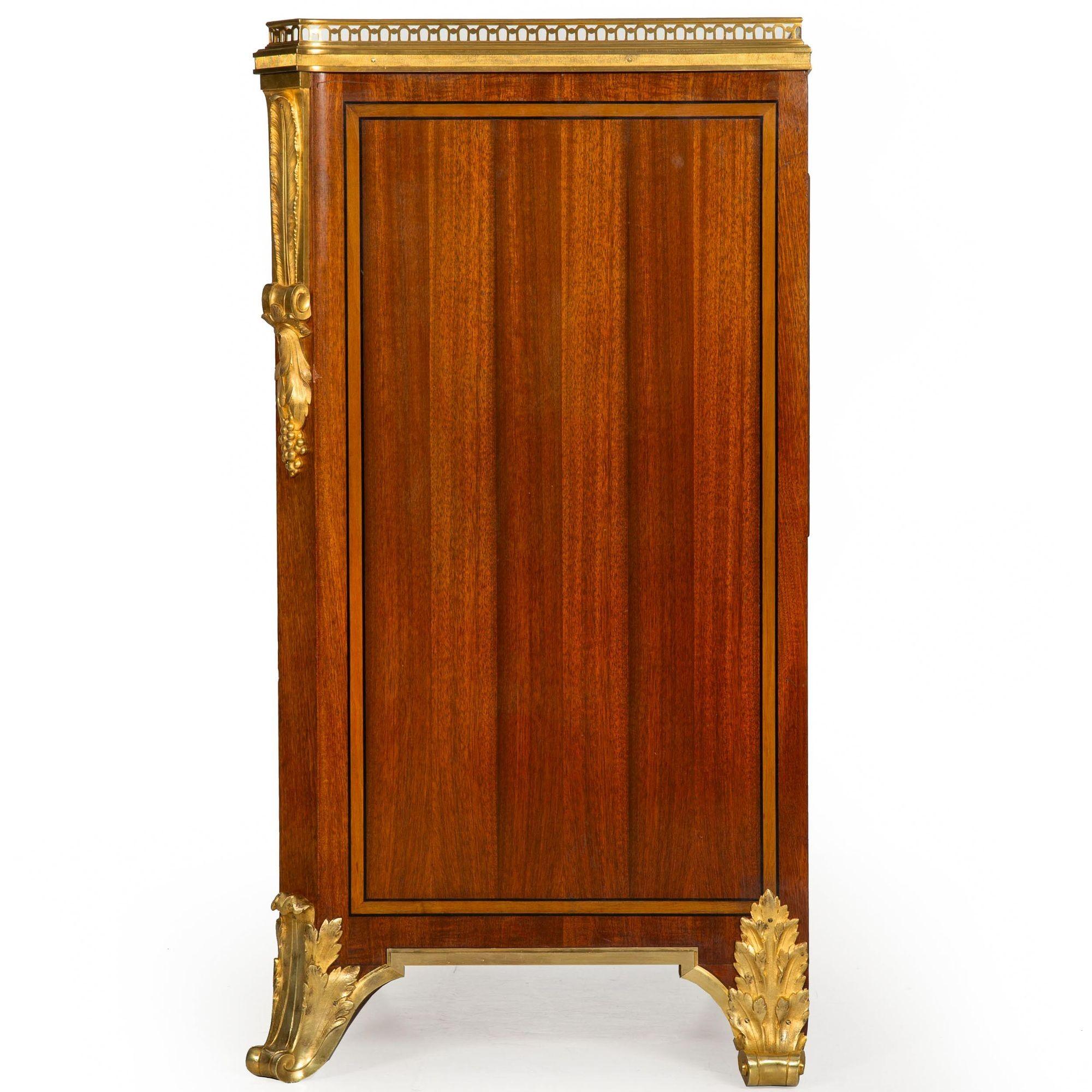 20th Century Mercier Frères French Bronze Mahogany Bedside Cabinet Chest For Sale