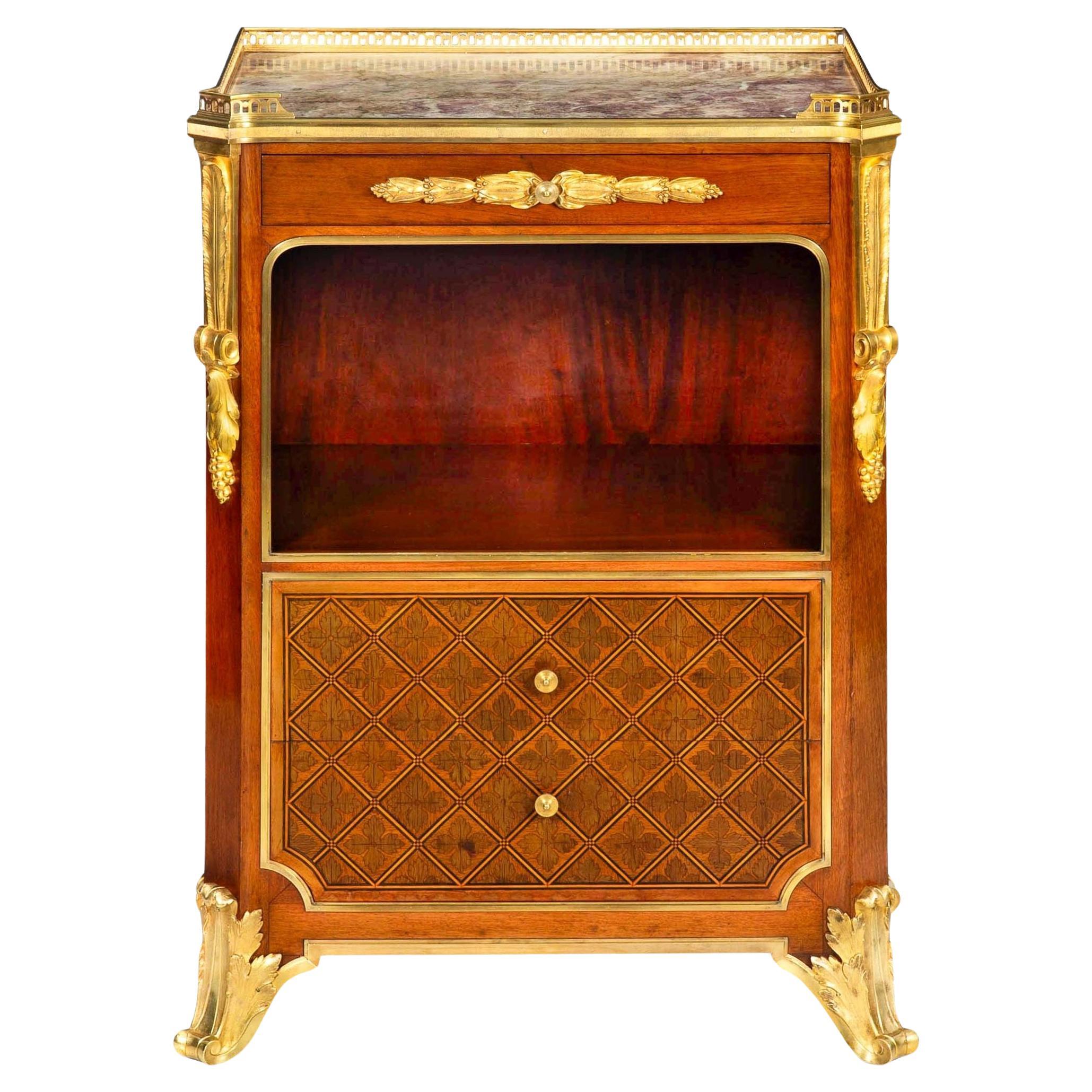 Mercier Frères French Bronze Mahogany Bedside Cabinet Chest