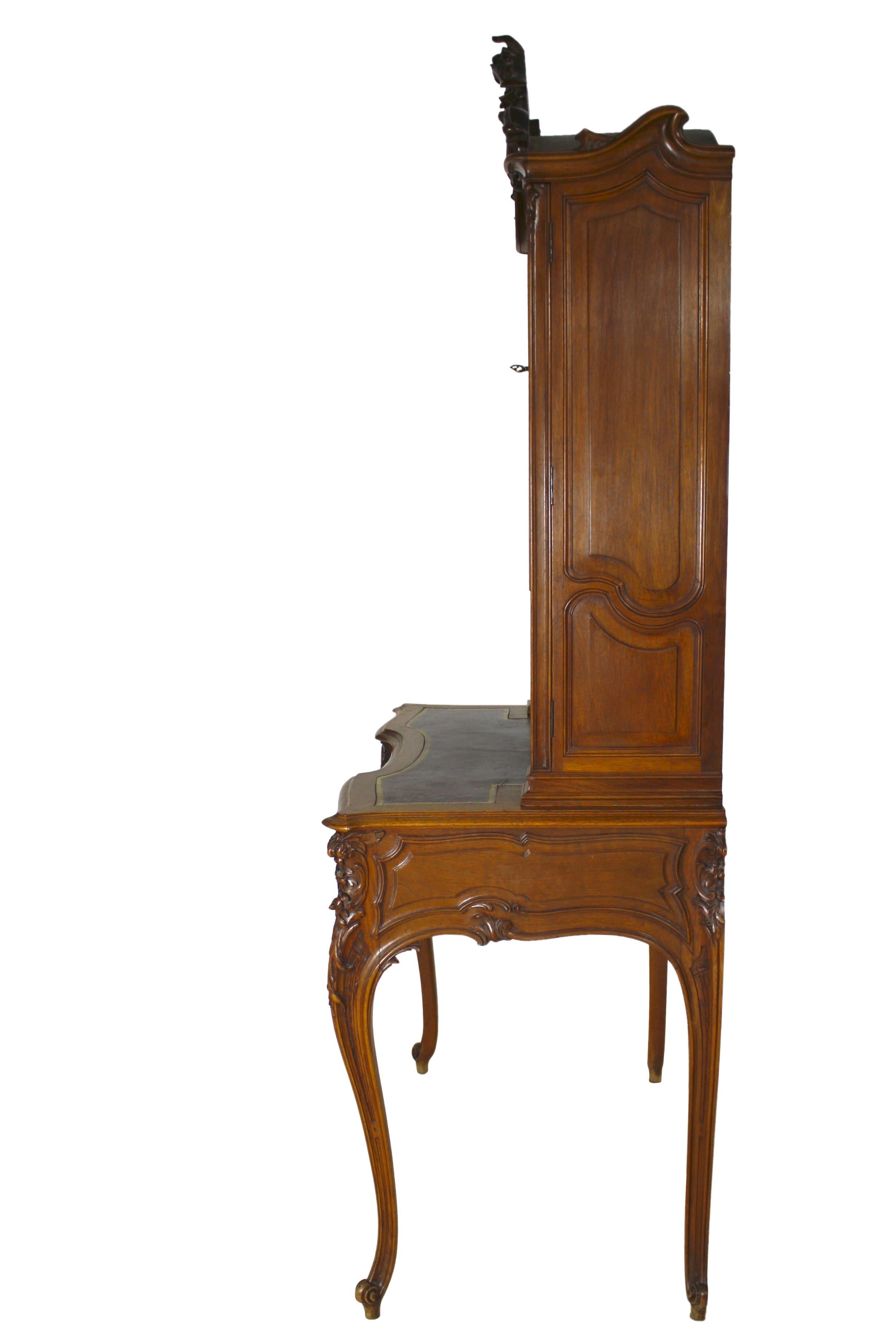 Mercier Frères Louis XV Walnut Desk with Top Hutch, circa 1895 4