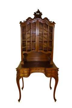 Mercier Frères Louis XV Walnut Desk with Top Hutch, circa 1895
