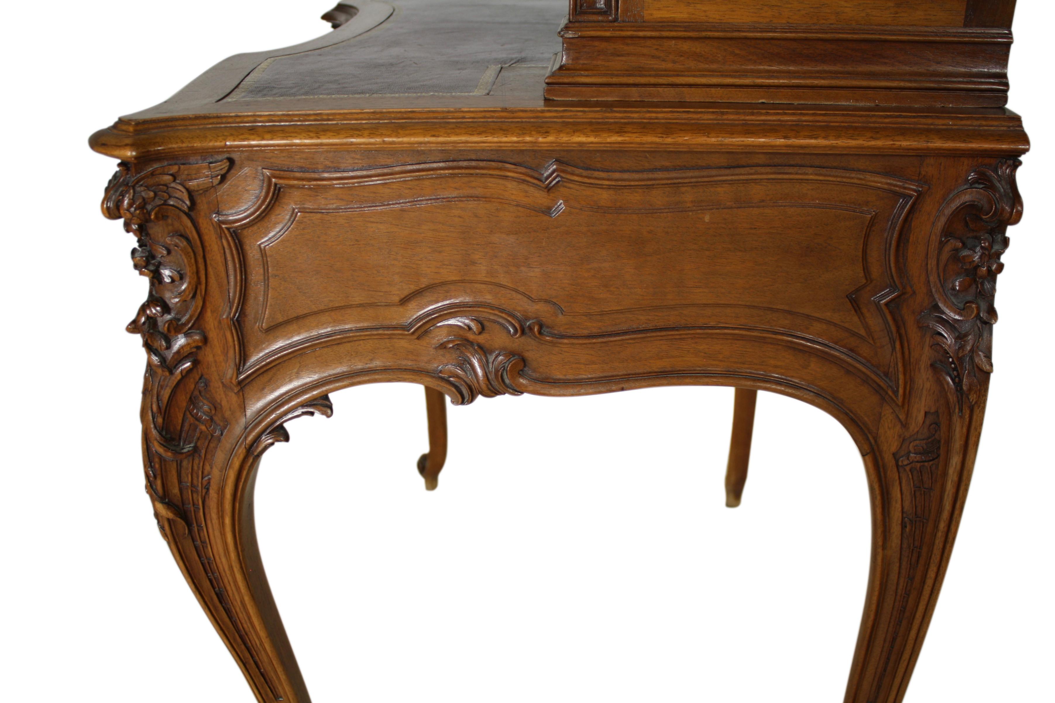 Mercier Frères Louis XV Walnut Desk with Top Hutch, circa 1895 3