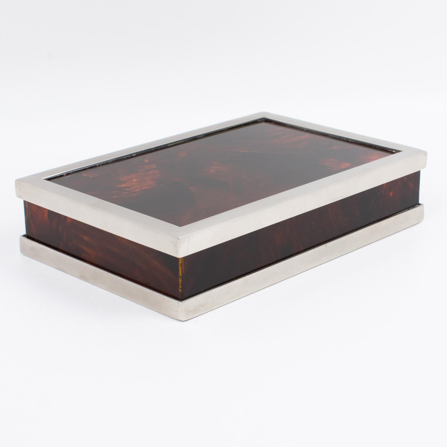 Caja Mercier de carey, lucita y cromo, Francia circa 1970 en venta 2