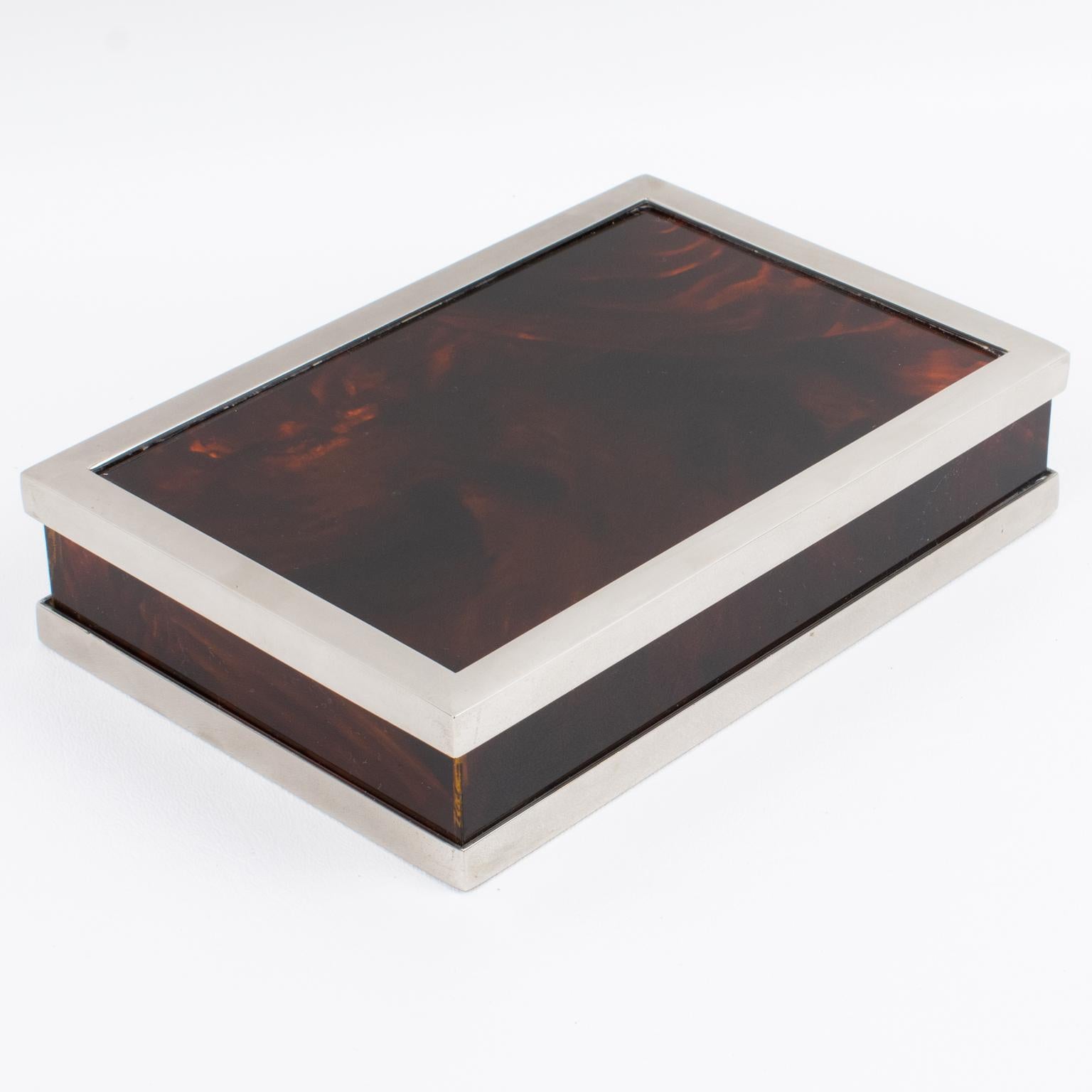 Caja Mercier de carey, lucita y cromo, Francia circa 1970 en venta 3