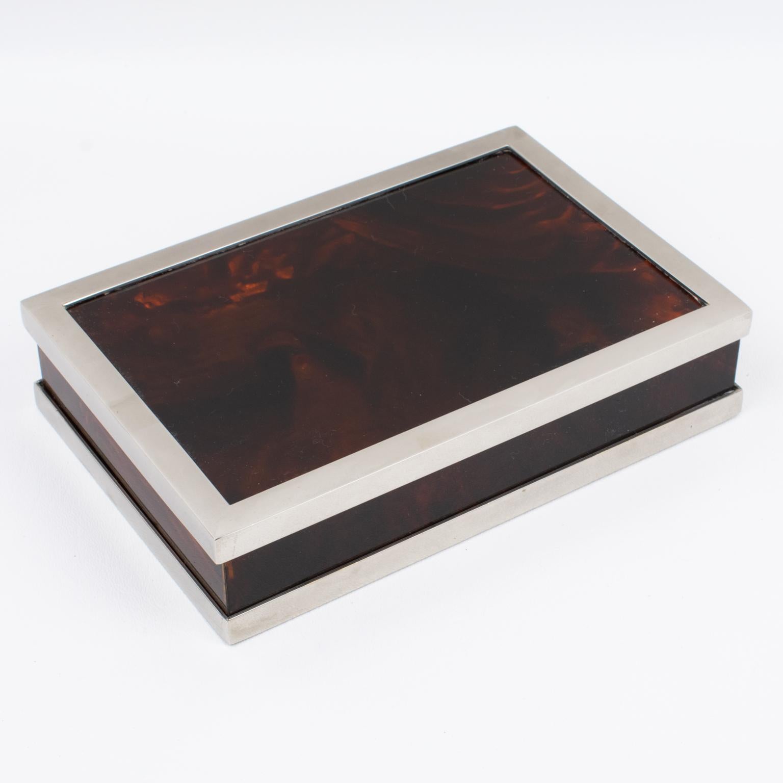 Caja Mercier de carey, lucita y cromo, Francia circa 1970 finales del siglo XX en venta