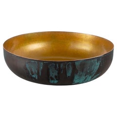 Mercurio, copper centerpiece with enamelled interior and burnished exterior